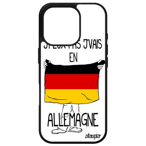 Coque Silicone Pour Apple Iphone 16 Pro J'peux Pas J'vais En Allemagne Personnalisé Foot Basket 128 Go Football Noir Humour Original Jo