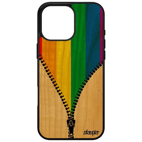 Coque Pour Apple Iphone 16 Pro Max Bois Silicone Drapeau Gay Pride Lgbt Case Motif Lesbien Etui Gaypride Rainbow Marche Des Fiertés
