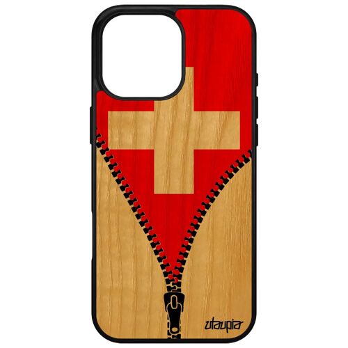 Coque En Bois Silicone Pour Apple Iphone 16 Pro Max Drapeau Suisse Case Sport Euro Jo Housse Coupe D'europe Solide Souple Foot