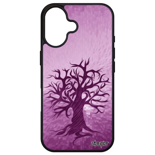 Coque Pour Iphone 16 Silicone Peinture Arbre Naturel Nature Zen Ecolo Ecologie Portable Telephone Artistique De Vie Foret Noir Alu Apple