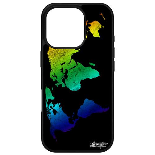 Coque Pour Iphone 16 Pro Silicone Carte Monde Motif Metal Personnalisé Pays Orange Antichoc Planete Terre Atlas De Made In France Apple