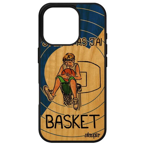 Coque De Protection Pour Iphone 16 Pro Bois Silicone J'peux Pas J'ai Basket Personnalisé Comique Sport Bande Dessinée Motif Humour Apple
