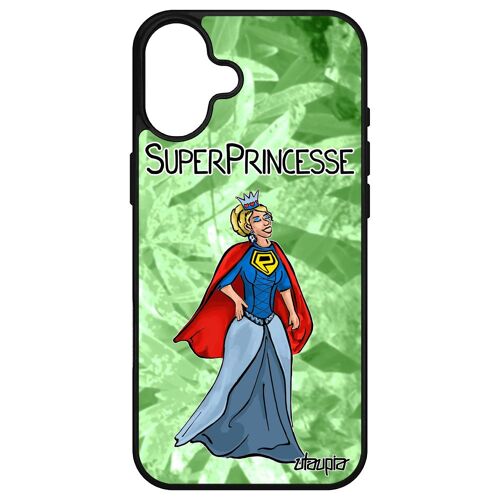 Coque Silicone Super Princesse Pour Iphone 16+ Plus Femme Portable Telephone Drole Comique Comics 4g Heros Humour Bd Motif Vert De Apple