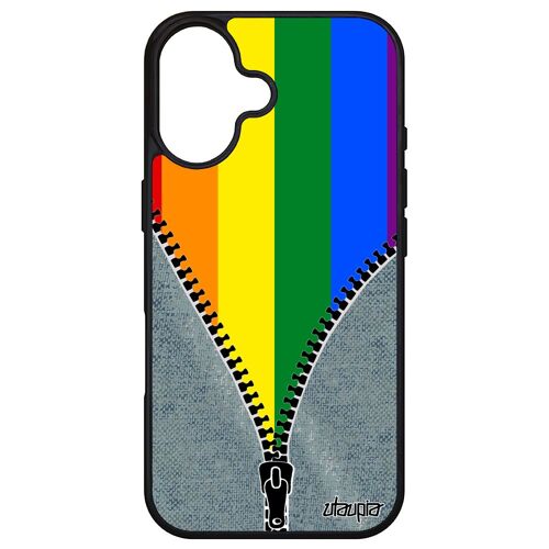 Coque Pour Iphone 16 Silicone Drapeau Gay Pride Etui Parade De Protection Rigide Rainbow Telephone Lesbien Lgbt Arc En Ciel Unique Apple