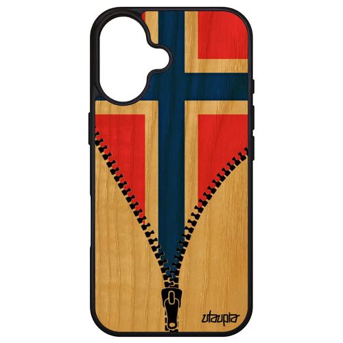 Coque Pour Iphone 16 Bois Silicone Drapeau Norvege Norvegien Football Foot Sport Euro Basket Housse Smartphone Motif Jo Apple