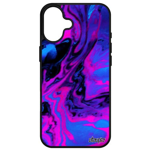 Coque Pour Iphone 16+ Plus En Silicone Peinture Smartphone Marbre Art Housse Violet Nature Design Original Coloré Antichoc Motif Apple