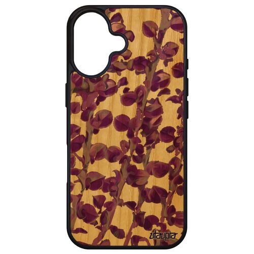 Coque Motif Feuilles Pour Apple Iphone 16 Bois Silicone Design Fait Main Portable Nature Antichoc Rigide Plantes Gel Cover Violet De
