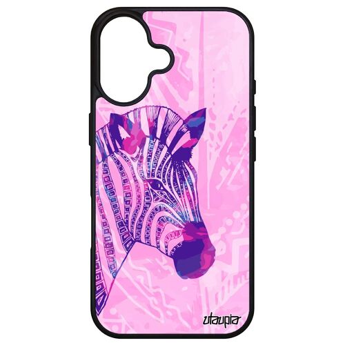 Coque De Protection Rigide Pour Apple Iphone 16 Silicone Zebre Animaux Violet Azteque Ethnique Tribal Housse Unique Dessin Africain Plume