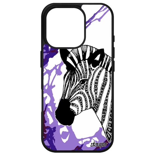 Coque Pour Iphone 16 Pro Silicone Zebre Antichoc Motif Dessin Cheval Noir Et Blanc Azteque Housse Smartphone Afrique Ethnique Apple