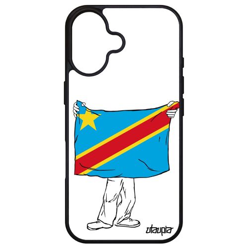 Coque Pour Apple Iphone 16 Silicone Drapeau Rdc Congo Kinshasa Congolais Portable Rigide Coupe Du Monde Foot Sport Basket