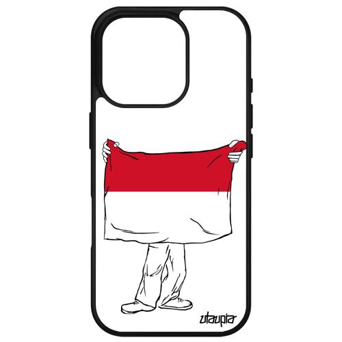 Coque Pour Iphone 16 Pro En Silicone Drapeau Monaco Monegasque Foot Smartphone De Protection Basket Noir Tpu Football 1000 Go Apple