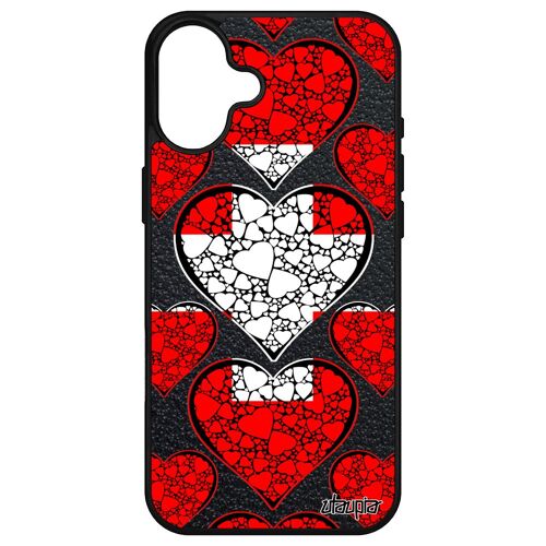 Coque Pour Apple Iphone 16+ Plus Silicone Drapeau Suisse Coupe Du Monde Tpu Smartphone Original Antichoc Telephone Sport Coeur