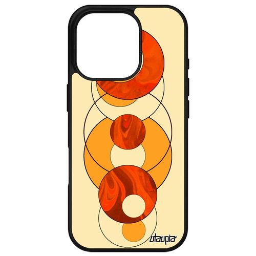 Coque Silicone Marbre Pour Apple Iphone 16 Pro Telephone Portable Granite Jolie Design Pierre Fond Forme Motif De Protection Orange Effet