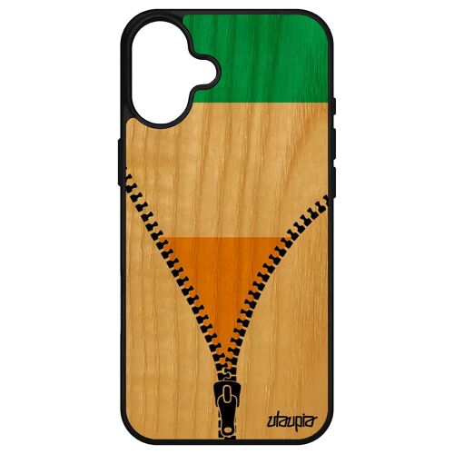 Coque Silicone Pour Iphone 16+ Plus Bois Drapeau Cote D'ivoire Ivoirien Portable Mobile Basket Football Sport Telephone Apple