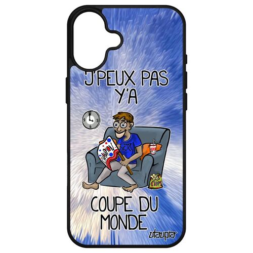 Coque Silicone Pour Apple Iphone 16+ Plus J'peux Pas Y'a Coupe Du Monde Supporter Bleu Handball Comique Rugby 256 Go Etui Football Jpeux