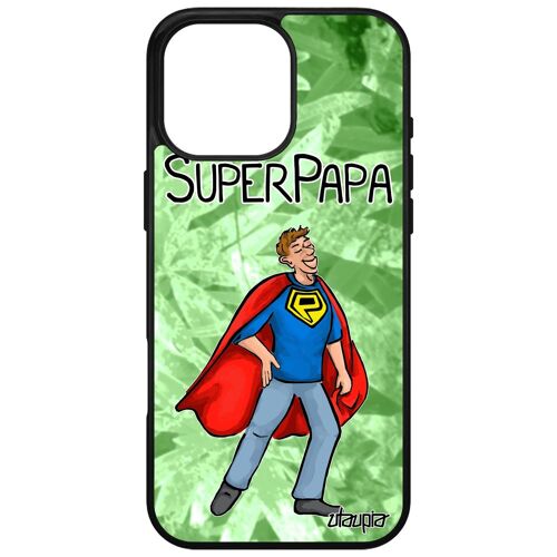 Coque Super Papa Pour Iphone 16 Pro Max En Silicone Bd Drole Rigide Heros Cadeau Fete Des Peres Comique Portable Housse Vert Comics Apple