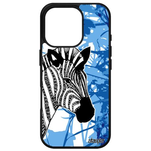 Coque Pour Apple Iphone 16 Pro En Silicone Zebre 1000 Go Aluminium Feuilles Kenya Bleu Animal Fleur Bumper Tribal Mobile Nature Graphique