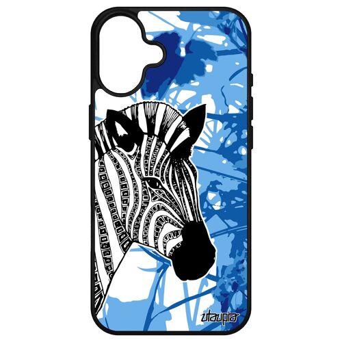 Coque Zebre Pour Apple Iphone 16+ Plus Silicone Etui Kenya Feuilles Ethnique Dessin Caoutchouc Cover Azteque Cheval Femme Noir Et Blanc