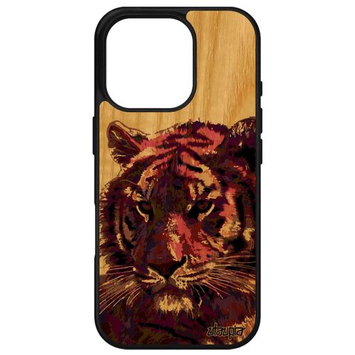 Coque Tigre Pour Apple Iphone 16 Pro Bois Silicone Felin Violet Grapgique Fauve Antichoc Animal Art Animaux Case Du Bengal Tigresse Tpu