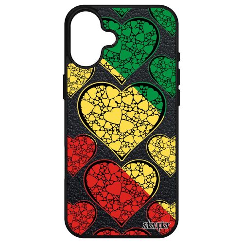 Coque Drapeau Congo Brazzaville Congolais Pour Iphone 16+ Plus Silicone Telephone Bumper Coeur Football Coupe D'afrique Basket Apple