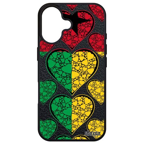 Coque Pour Apple Iphone 16 Silicone Drapeau Guinee Bissau Guineen Telephone Can Coeur Portable Foot Coupe Du Monde Coupe D'afrique Noir
