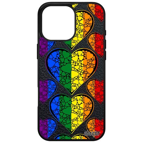 Coque Silicone Pour Apple Iphone 16 Pro Max Drapeau Gay Pride Metal Portable Smartphone Marche Des Fiertés Gaypride Lesbien Cover Parade