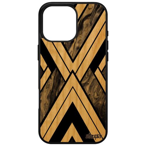 Coque Pour Apple Iphone 16 Pro Max Bois Silicone Marbre Antichoc Tpu Design Fond Geometrique Mobile Granite Artisanal Texture Telephone