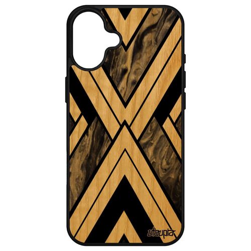 Coque Pour Iphone 16+ Plus Bois Silicone Marbre Artisanal Matiere Design Gris Case Personnalisé Motif De Protection Pas Cher Fond Apple