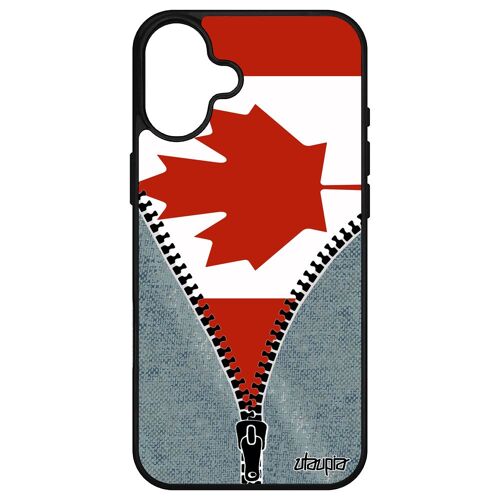 Coque Drapeau Canada Canadien Pour Apple Iphone 16+ Plus Silicone Coupe Du Monde Sport Telephone Football Antichoc Jeans Tpu De