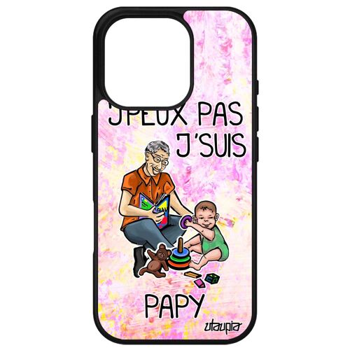 Coque Pour Apple Iphone 16 Pro Silicone Jpeux Pas J'suis Papy Je Enfant Papi Texte Comique Etui Pas Cher Dessin Drole Case Grand Pere Gel