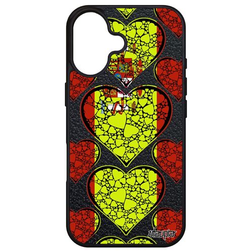 Coque Pour Iphone 16 Silicone Drapeau Espagne Espagnol Coeur Foot Euro Coupe D'europe Basket Jo Telephone Tpu Coupe Du Monde Apple