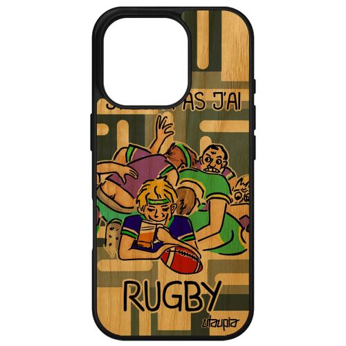 Coque Silicone Antichoc Pour Apple Iphone 16 Pro Bois Humour J'peux Pas J'ai Rugby Etui Sport Drole Bande Dessinée Humoristique Gris De