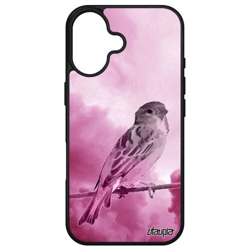 Coque Oiseau Pour Apple Iphone 16 Silicone Animal Petit Animaux Moineau Souple Design Housse Nature Unique Mobile Rose Ciel Nuage Case De