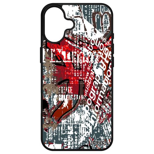 Coque Street Art Pour Apple Iphone 16+ Plus Silicone Texture Ecriture 4g Coloré Tag Graffiti Tagué Souple Housse Design Peinture Marron