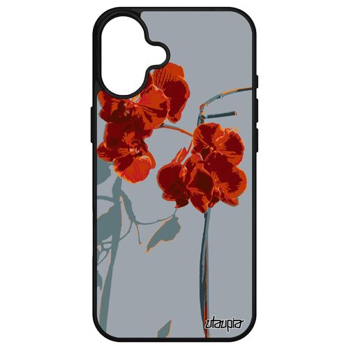 Coque Orchidée Fleur Pour Iphone 16+ Plus Silicone Floral Housse Exotique Nature Tropical Couleur Femme Plante Amour 4g Alu Rouge Apple