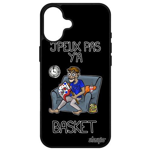 Coque Pour Apple Iphone 16+ Plus Silicone J'peux Pas Y'a Basket Je Noir Nba Design Humoristique Supporter Jpeux Smartphone Texte Bd