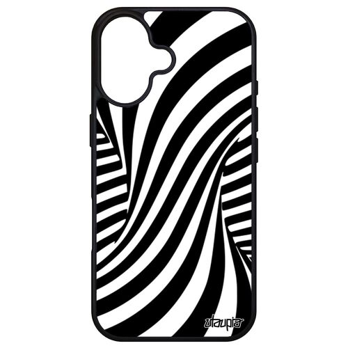 Coque Silicone Pour Apple Iphone 16 Illusion D'optique Souple Housse Portable Art Visuel Bicolore Noir Et Blanc Effet 3d Noir Smartphone