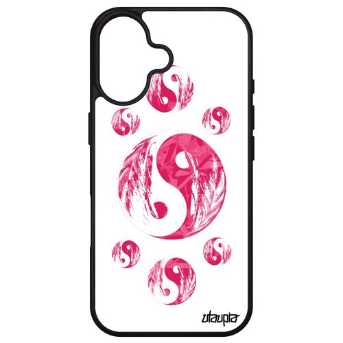 Coque Pour Iphone 16 Silicone Yin Et Yang Masculin Feminin Feng Shui Image Tattoo Rigide Rose Telephone 256 Go Bien & Mal Japon De Apple