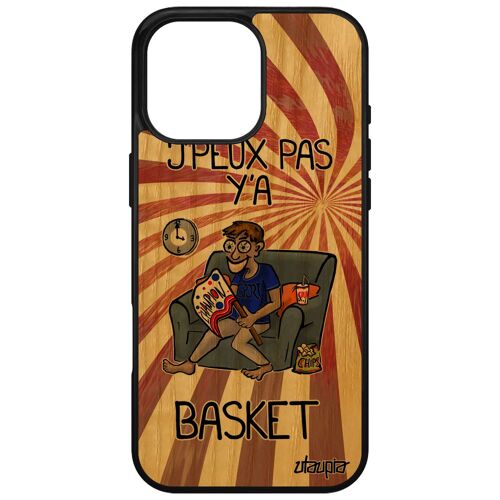 Coque Pour Apple Iphone 16 Pro Max Bois Silicone J'peux Pas Y'a Basket Bd Texte Supporter Je Jpeux Drole Dessin Comique Rouge Nba Case De