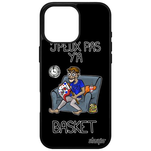 Coque Pour Apple Iphone 16 Pro Max Silicone J'peux Pas Y'a Basket Gel Humour Bumper Je Telephone Noir Supporter Texte Humoristique
