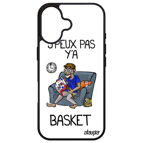 Coque J'peux Pas Y'a Basket Pour Iphone 16 Silicone Drole Basketball Jpeux Je Unique Nba Humour Noir Rigide Blanc Case Texte Apple