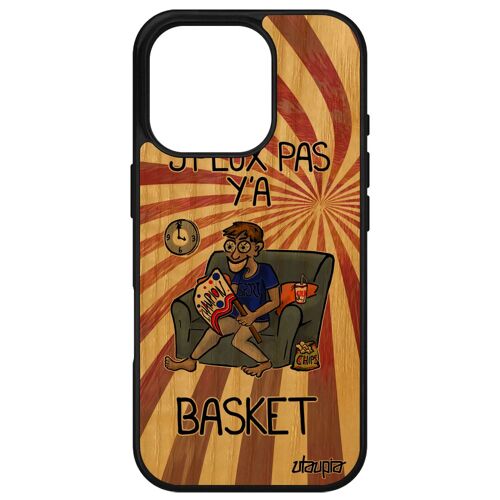 Coque Bois Pour Iphone 16 Pro Silicone J'peux Pas Y'a Basket Noir Je Texte Humour Jpeux Rouge Basketball Bd Etui Supporter 4g Apple