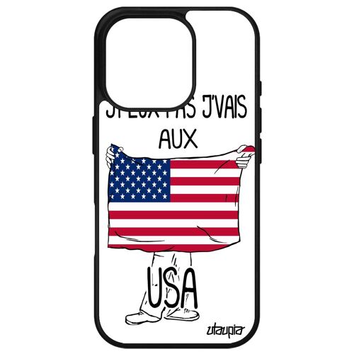 Coque Silicone Pour Apple Iphone 16 Pro J'peux Pas J'vais Au Usa Nfl Drapeau Americain Jo Nba Portable Etats Unis Rigide Cover Foot