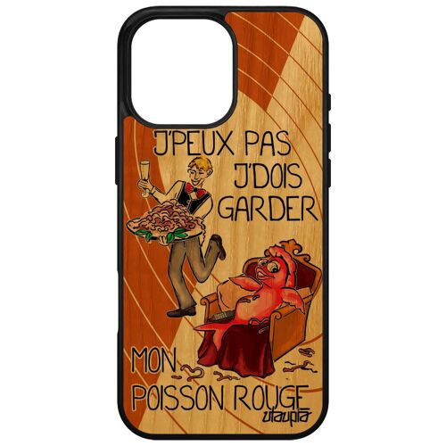 Coque Silicone J'peux Pas J'dois Garder Mon Poisson Rouge Pour Apple Iphone 16 Pro Max Bois Tpu Texte Bd Humour Humoristique Dessin Drole