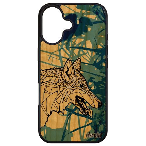 Coque Loup Pour Iphone 16 Vrai Bois Silicone Azteque Noir Chien 512 Go Fille Dessin Bleu Case Mechant Coloré Montagne Rigide Apple