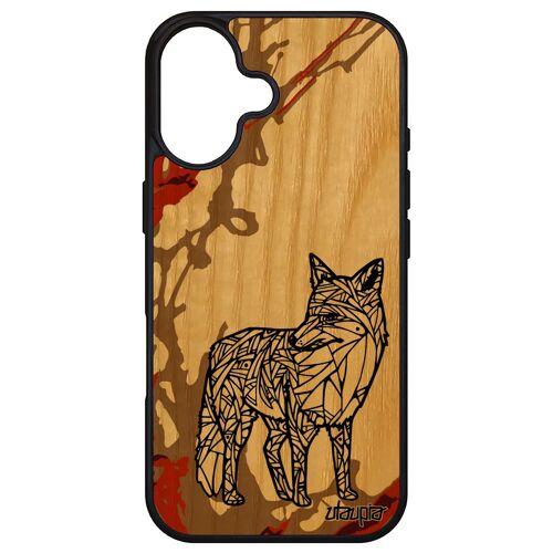 Coque Pour Iphone 16 Bois Silicone Renard Malin Ethnique Animal Art Case Marron Jolie Dessin Roux Unique Mobile Tribal Azteque De Apple