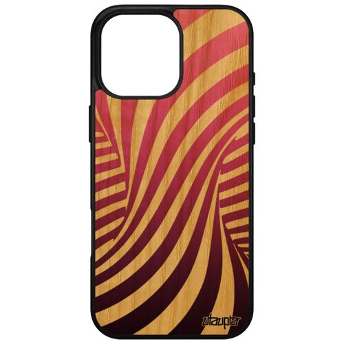 Coque Pour Iphone 16 Pro Max En Bois Silicone Illusion D'optique Dégradé 4g Effet Rose Design 3d Case Graphique Tourbillon Magique Apple