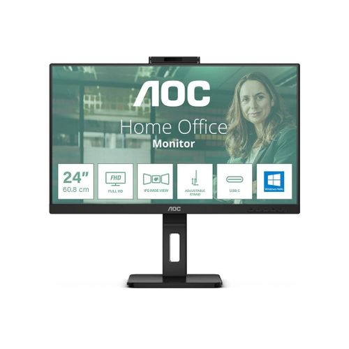 AOC Pro-line 24P3CW - Écran LED - 24" (23.8" visualisable) - 1920 x 1080 Full HD (1080p) @ 75 Hz - IPS - 300 cd/m² - 1000:1 - 4 ms - HDMI, 2xDisplayPort, USB-C - haut-parleurs - noir