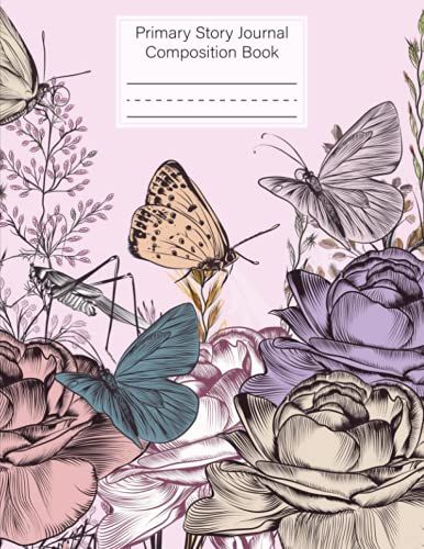 Primary Story Journal Composition Book: Butterflies Cover | Handwriting Practice Notebook For Kids Boys And Girls, Blank Dotted Lined Notebooks, By Dominik Lutz, Size 8.5" X 11", 120 Pages
