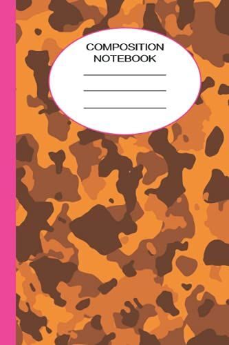 Compostion Notebook Orange Camo With Pink Stripe: 120 Page Wide Ruled Notebook Or Journal, Perfect For Kids Of All Ages, Ideal For Work, School, Home Or Office